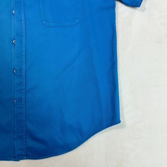 Vintage Penmans Men's L Polo Dress Shirt Blue Button Up Short Sleeve - Picture 7 of 12